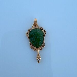 SGP23 S925 Stamped Jade Pendant  Traditional Fan Design